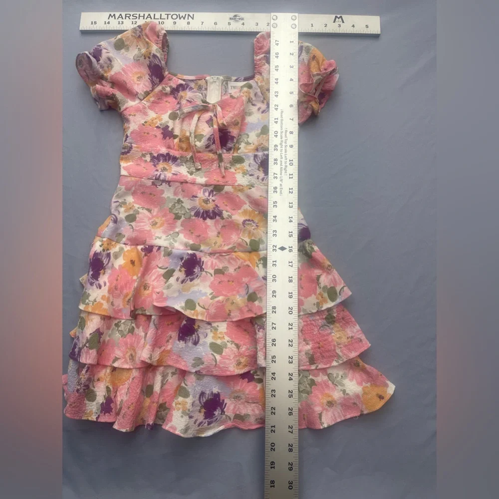 Tween Diva Floral Tiered Ruffle Dress